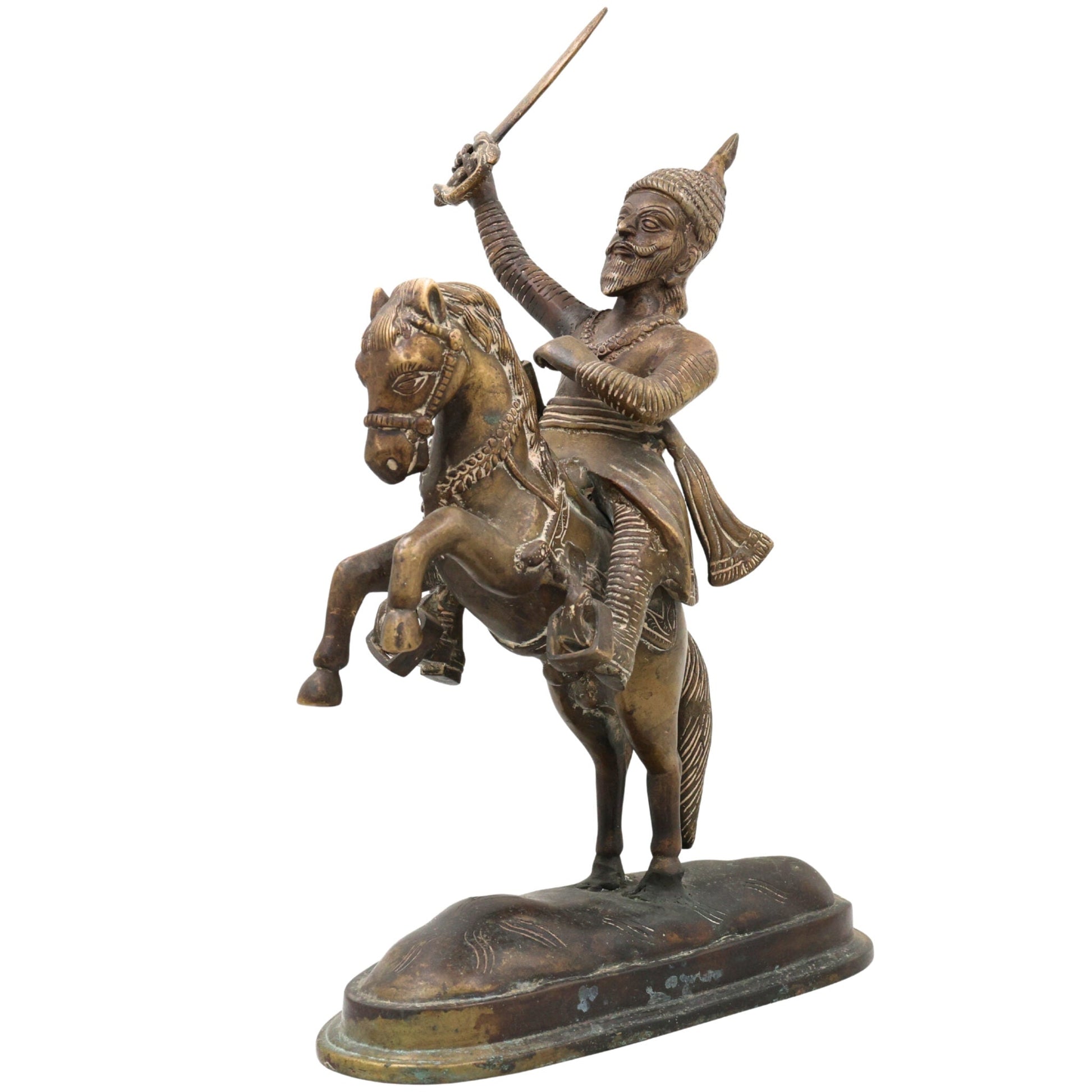 Bhunes Brass Maharaj Shivaji Sculpture | Shivaji Maharaj Sculpture,Gold, 16 Inch, 1 Piece