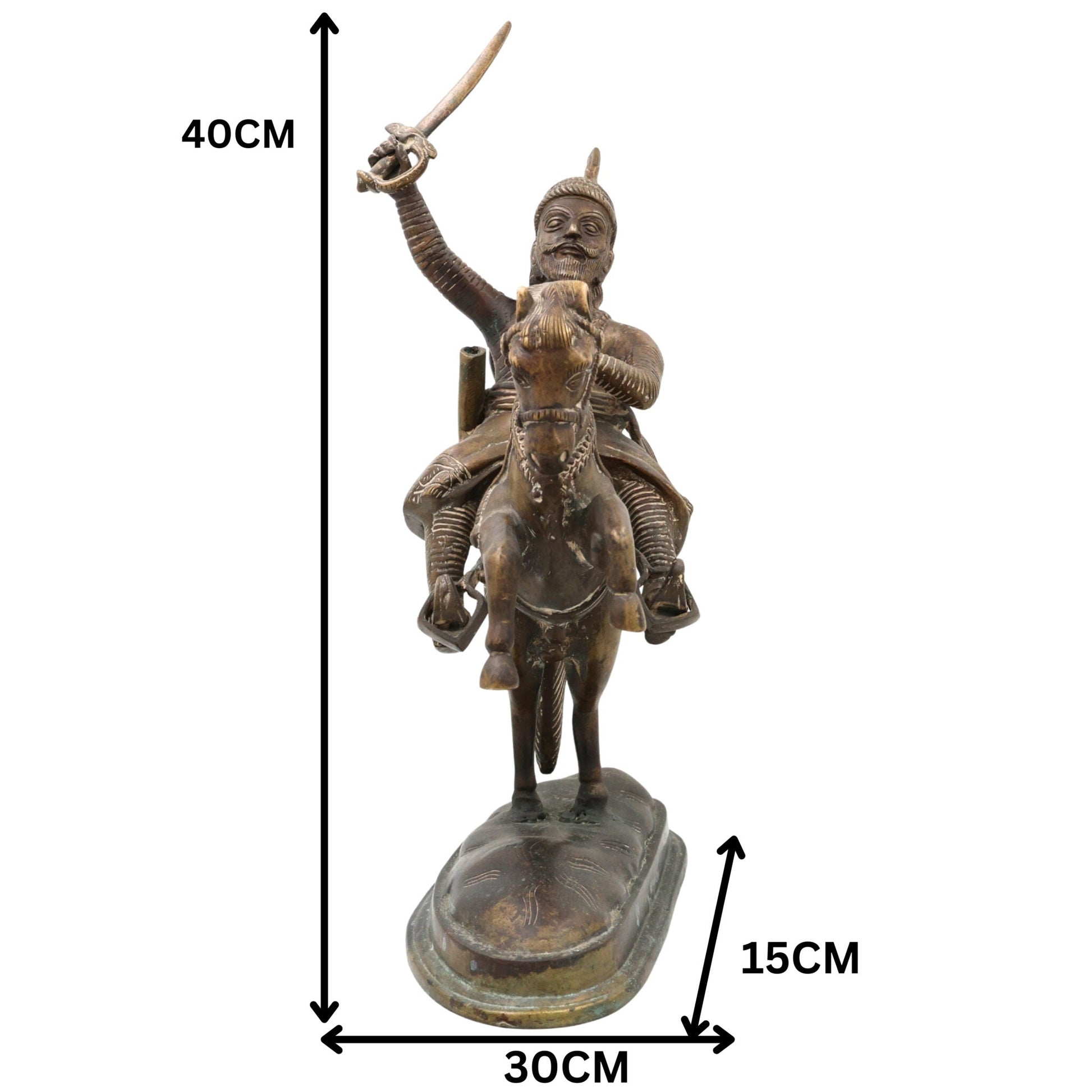 Bhunes Brass Maharaj Shivaji Sculpture | Shivaji Maharaj Sculpture,Gold, 16 Inch, 1 Piece