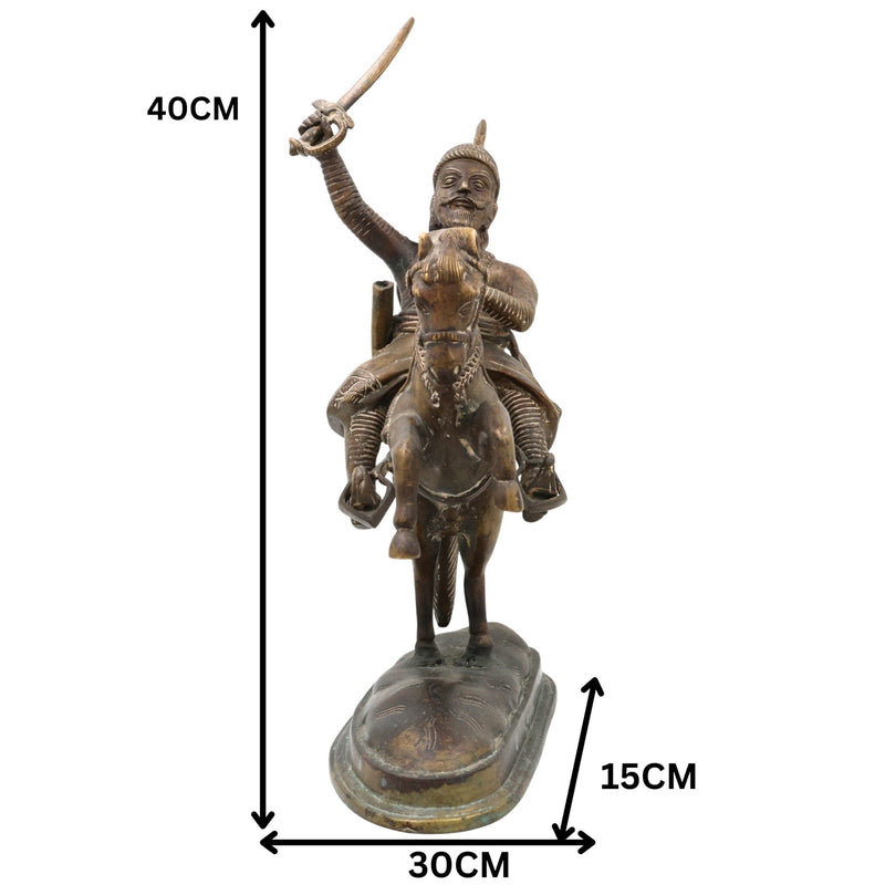 Bhunes Brass Maharaj Shivaji Sculpture | Shivaji Maharaj Sculpture,Gold, 16 Inch, 1 Piece