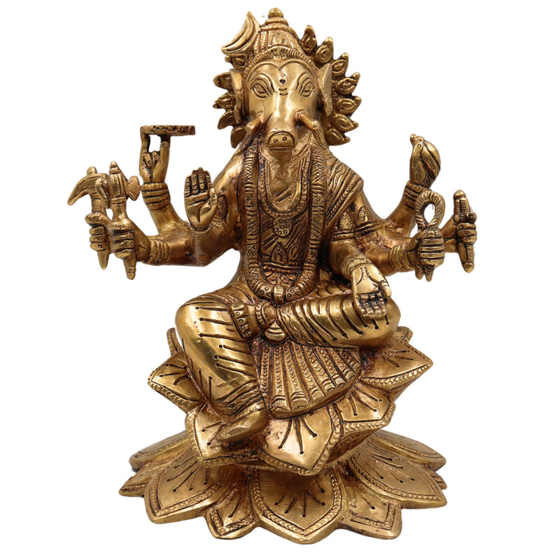 Brass Ashta Bhuja Varahi Amman Idol | Panchaloha Varahi Devi Murti | Varahi Mata Statue for Temple, Pooja & Home Decor,Gold, 9.5 Inch, 1 Piece