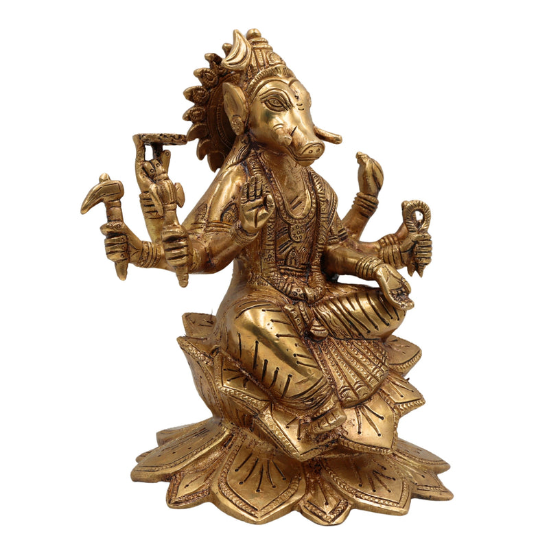 Brass Ashta Bhuja Varahi Amman Idol | Panchaloha Varahi Devi Murti | Varahi Mata Statue for Temple, Pooja & Home Decor,Gold, 9.5 Inch, 1 Piece