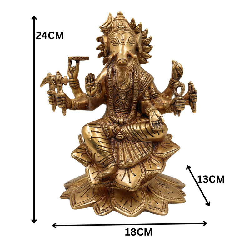 Brass Ashta Bhuja Varahi Amman Idol | Panchaloha Varahi Devi Murti | Varahi Mata Statue for Temple, Pooja & Home Decor,Gold, 9.5 Inch, 1 Piece
