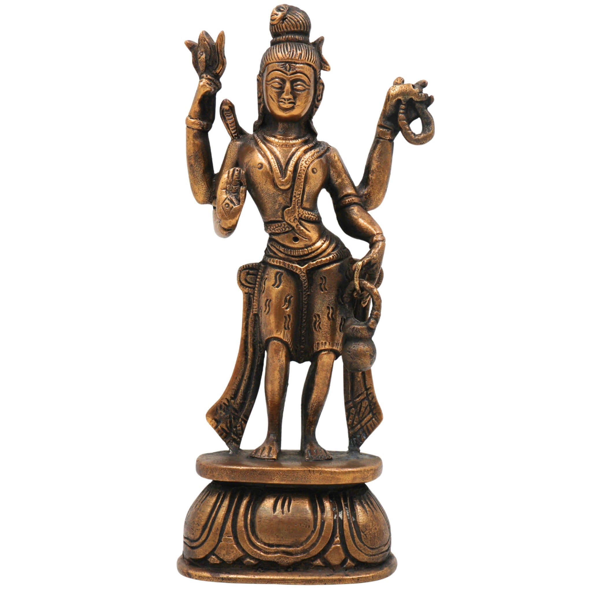 Brass Shiva Idol Mahadev Murti Bholenath Statue Shankar Vigraha Rudra Neelkanth Nataraja Pooja Mandir Home Decor,Gold, 7.5 Inch, 1 Piece