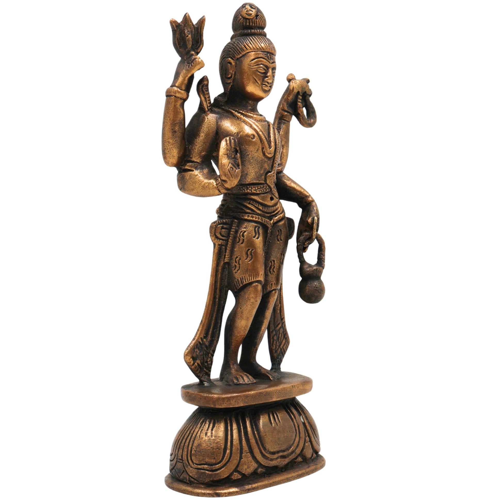 Brass Shiva Idol Mahadev Murti Bholenath Statue Shankar Vigraha Rudra Neelkanth Nataraja Pooja Mandir Home Decor,Gold, 7.5 Inch, 1 Piece