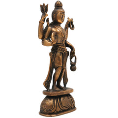 Brass Shiva Idol Mahadev Murti Bholenath Statue Shankar Vigraha Rudra Neelkanth Nataraja Pooja Mandir Home Decor,Gold, 7.5 Inch, 1 Piece