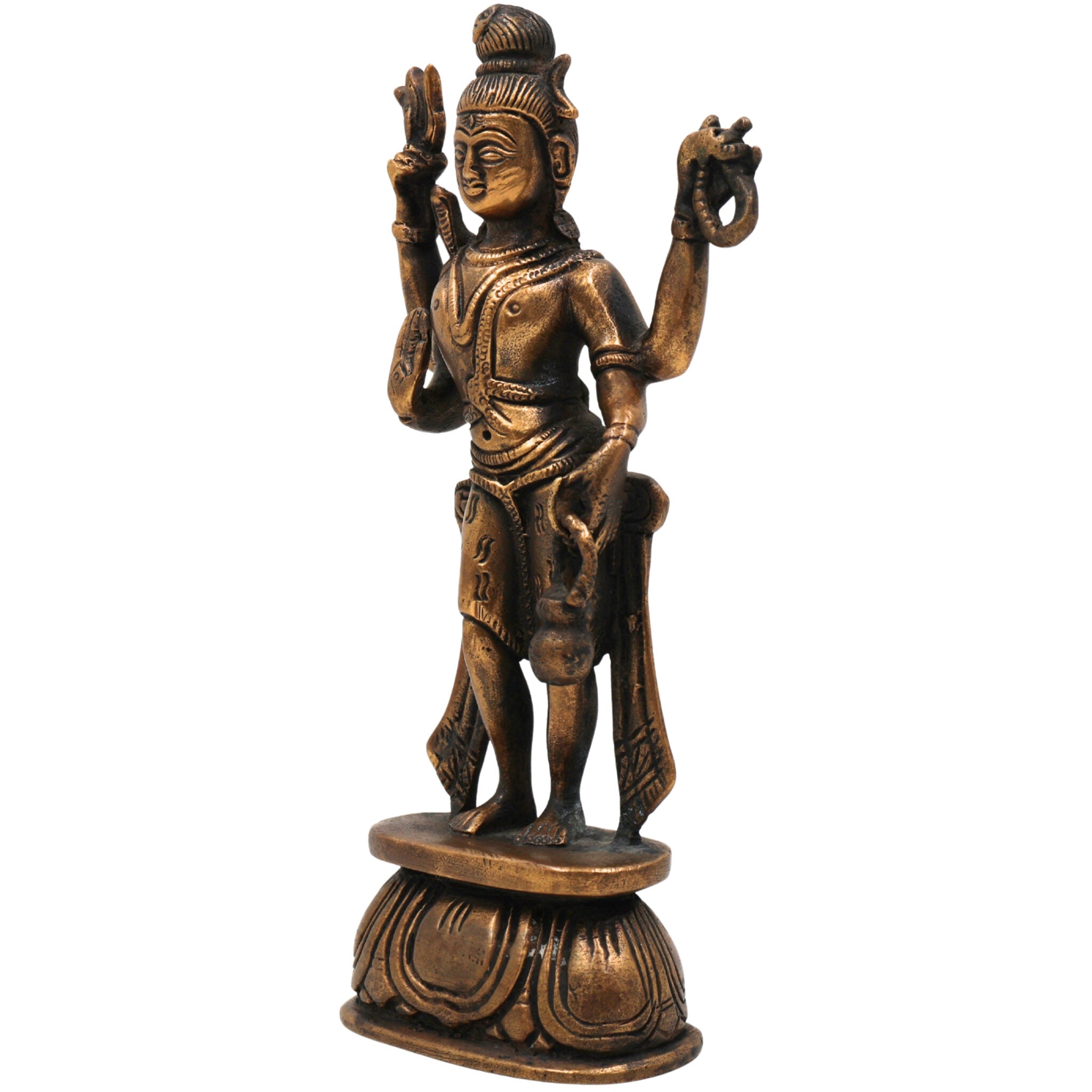 Brass Shiva Idol Mahadev Murti Bholenath Statue Shankar Vigraha Rudra Neelkanth Nataraja Pooja Mandir Home Decor,Gold, 7.5 Inch, 1 Piece