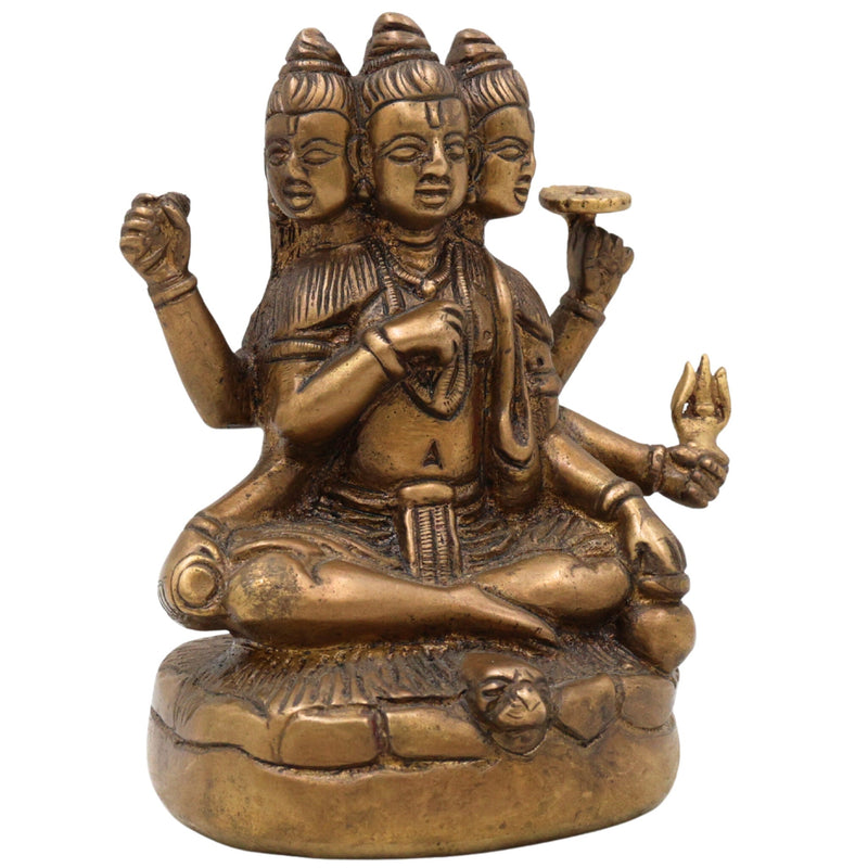 Bhunes Brass Lord Dattatreya Tridev Idols, God Datta Murti | Trimurti | Bhagwan,Gold, 5 Inch, 1 Piece