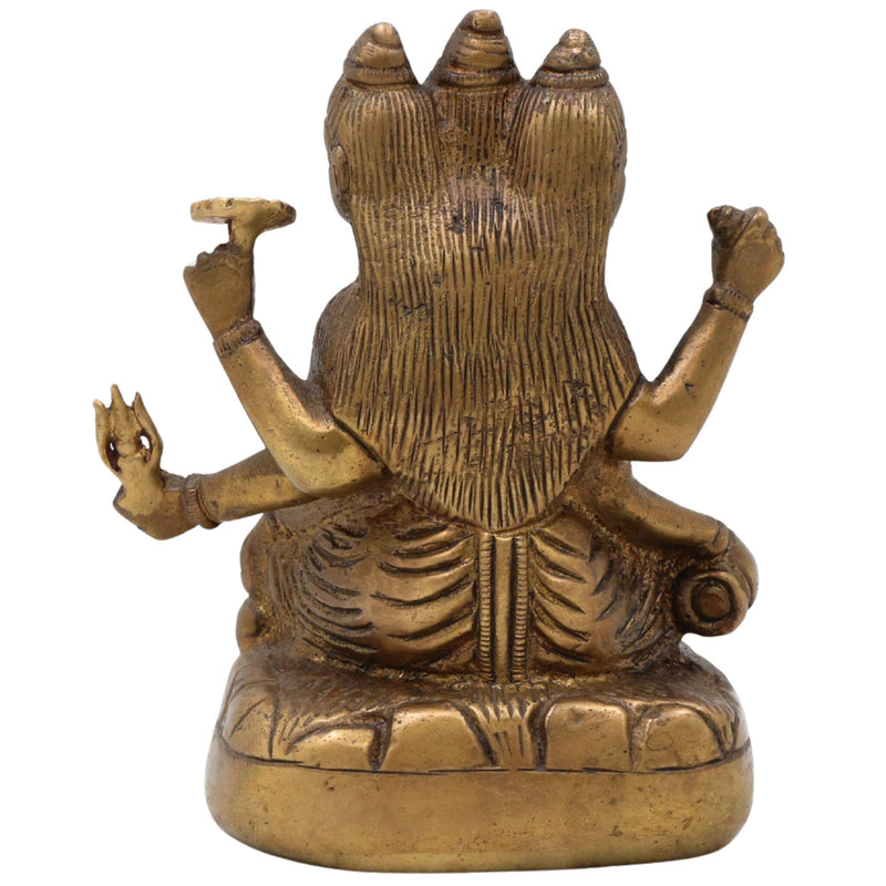 Bhunes Brass Lord Dattatreya Tridev Idols, God Datta Murti | Trimurti | Bhagwan,Gold, 5 Inch, 1 Piece