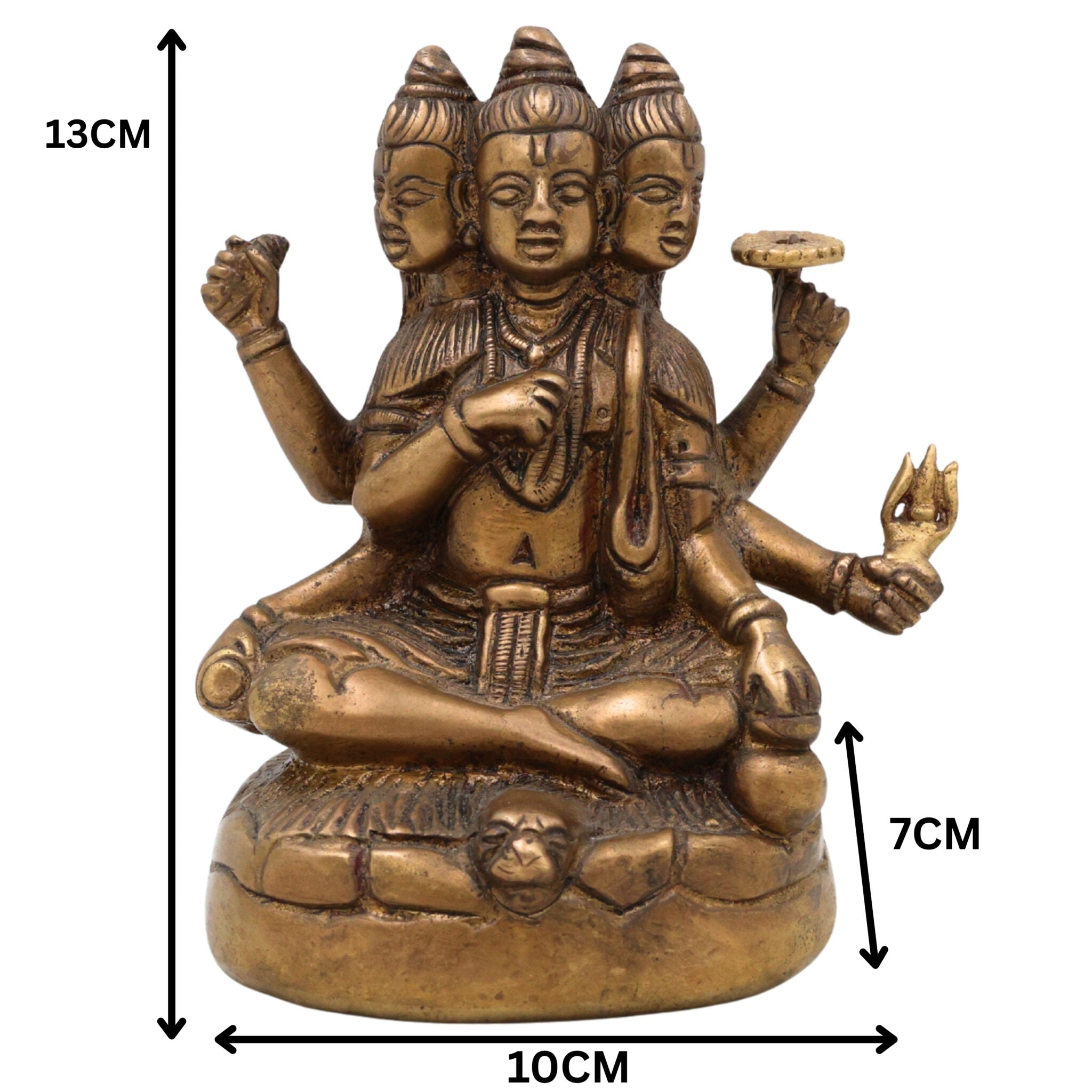 Bhunes Brass Lord Dattatreya Tridev Idols, God Datta Murti | Trimurti | Bhagwan,Gold, 5 Inch, 1 Piece
