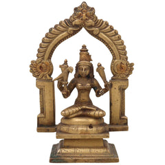 Bhunes Brass Antique Goddess Rajarajeshwari Idol, Tripura Sundari, Lalita, Raja Rajeshwari Murti Silai Statue,Gold, 5 Inch, 1 Piece