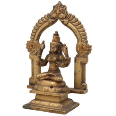 Bhunes Brass Antique Goddess Rajarajeshwari Idol, Tripura Sundari, Lalita, Raja Rajeshwari Murti Silai Statue,Gold, 5 Inch, 1 Piece