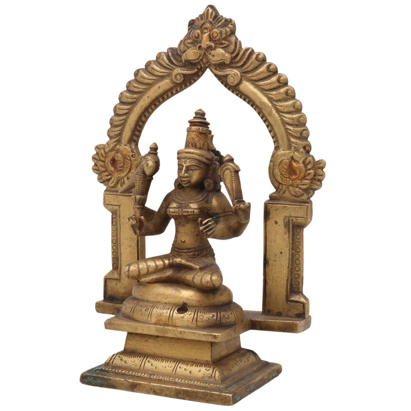Bhunes Brass Antique Goddess Rajarajeshwari Idol, Tripura Sundari, Lalita, Raja Rajeshwari Murti Silai Statue,Gold, 5 Inch, 1 Piece