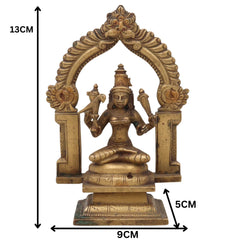 Bhunes Brass Antique Goddess Rajarajeshwari Idol, Tripura Sundari, Lalita, Raja Rajeshwari Murti Silai Statue,Gold, 5 Inch, 1 Piece