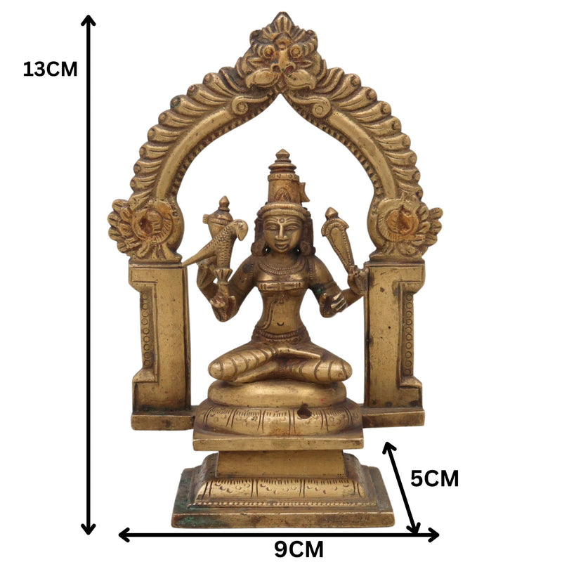 Bhunes Brass Antique Goddess Rajarajeshwari Idol, Tripura Sundari, Lalita, Raja Rajeshwari Murti Silai Statue,Gold, 5 Inch, 1 Piece