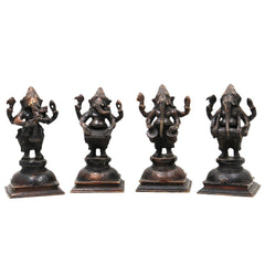 Brass Musical Ganesha Idol Set – Handcrafted Peetal Ganpati Playing Tabla Veena Flute Dholak | Vinayaka Vadya Moorthi for Home Temple Decor | Sangeet Ganapati Statue Collection,Black, 7 Inch, 1 Piece