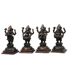 Brass Musical Ganesha Idol Set – Handcrafted Peetal Ganpati Playing Tabla Veena Flute Dholak | Vinayaka Vadya Moorthi for Home Temple Decor | Sangeet Ganapati Statue Collection,Black, 7 Inch, 1 Piece