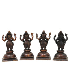 Brass Musical Ganesha Idol Set – Handcrafted Peetal Ganpati Playing Tabla Veena Flute Dholak | Vinayaka Vadya Moorthi for Home Temple Decor | Sangeet Ganapati Statue Collection,Black, 7 Inch, 1 Piece