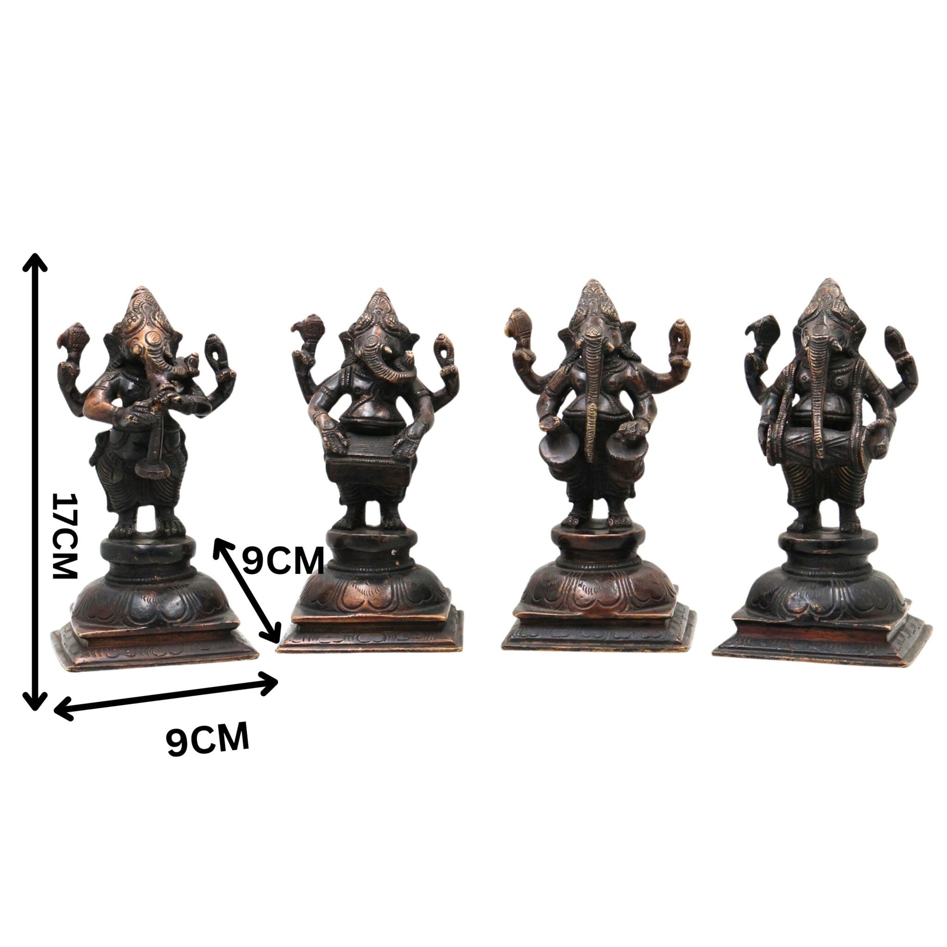 Brass Musical Ganesha Idol Set – Handcrafted Peetal Ganpati Playing Tabla Veena Flute Dholak | Vinayaka Vadya Moorthi for Home Temple Decor | Sangeet Ganapati Statue Collection,Black, 7 Inch, 1 Piece