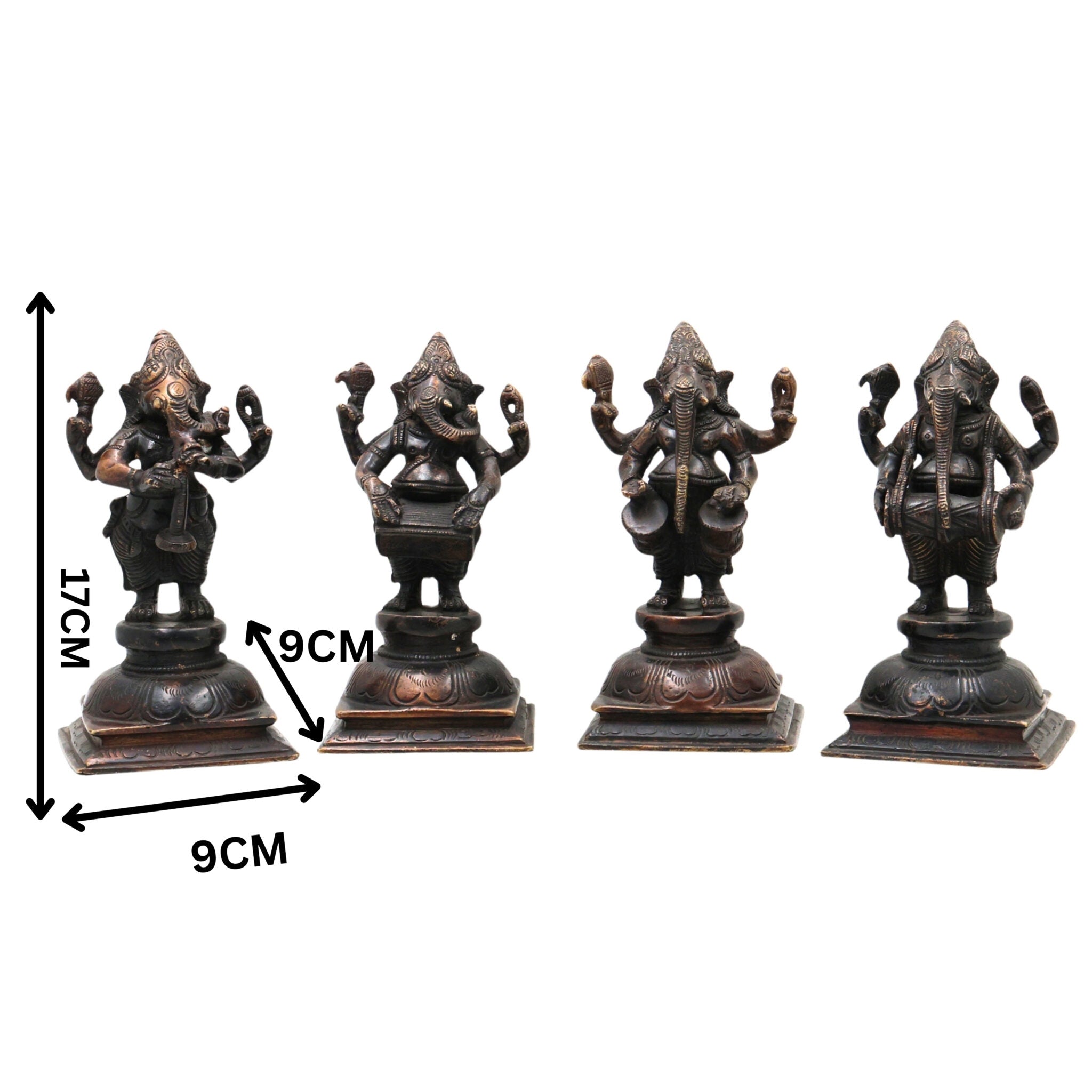 Brass Musical Ganesha Idol Set – Handcrafted Peetal Ganpati Playing Tabla Veena Flute Dholak | Vinayaka Vadya Moorthi for Home Temple Decor | Sangeet Ganapati Statue Collection,Black, 7 Inch, 1 Piece