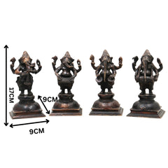 Brass Musical Ganesha Idol Set – Handcrafted Peetal Ganpati Playing Tabla Veena Flute Dholak | Vinayaka Vadya Moorthi for Home Temple Decor | Sangeet Ganapati Statue Collection,Black, 7 Inch, 1 Piece