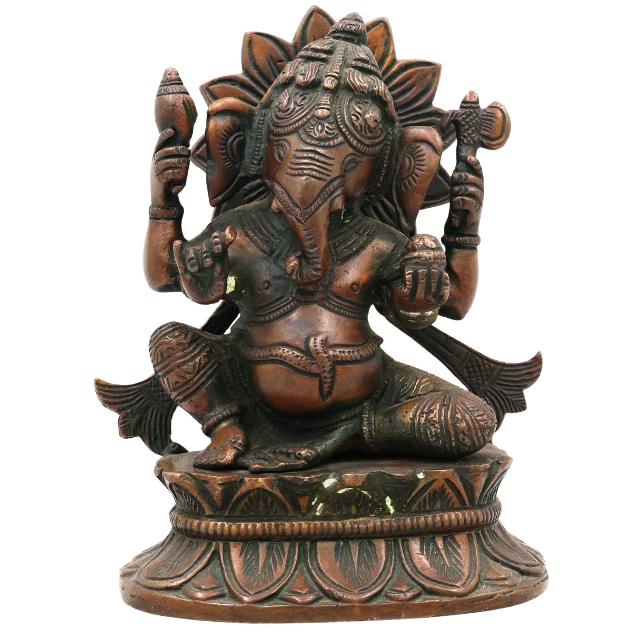 Brass Ganesha Idol | Ganpati Vinayaka Murti for Home Temple Décor | Pital Ganapati Statue for Pooja & Gifts,Gold, 7 Inch, 1 Piece
