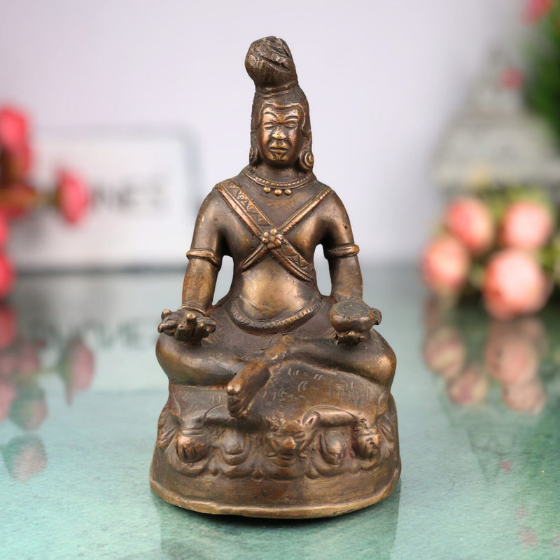Bhunes Brass Antique Bhuddhist Idol,Gold, 7 Inch, 1 Piece