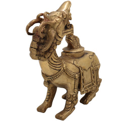 Brass Antique Ink Pot – Handcrafted Nāga, Makara, Vritra & Dragon Brass Collectible for Home, Office & Spiritual Decor,Gold, 7 Inch, 1 Piece