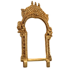 Bhunes Brass Temple Shaped Prabhavali Arch Frame – Wall Hanging Kirtimukha Prabhawal for Home Temple, Deity Backdrop & Pooja Decor, Gold, 12 Inch, 1 Piece