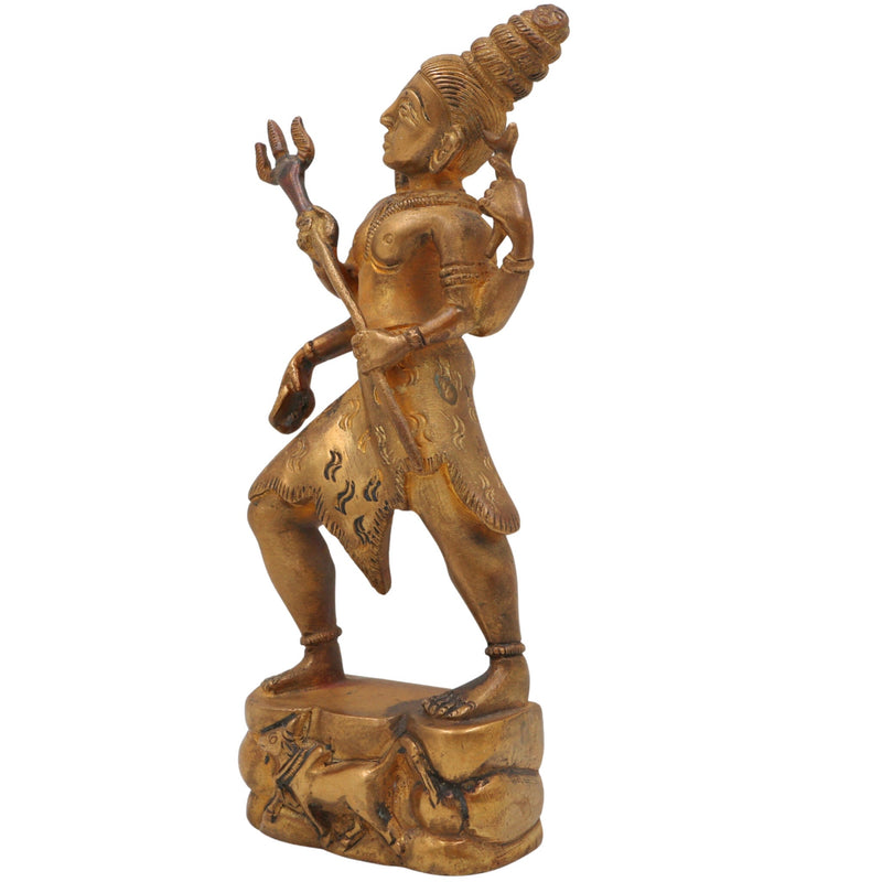 Brass Shiva Idol Mahadev Murti Bholenath Shankar Statue Peetal Pittal Handmade for Pooja Home Decor,Gold, 7 Inch, 1 Piece