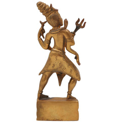 Brass Shiva Idol Mahadev Murti Bholenath Shankar Statue Peetal Pittal Handmade for Pooja Home Decor,Gold, 7 Inch, 1 Piece