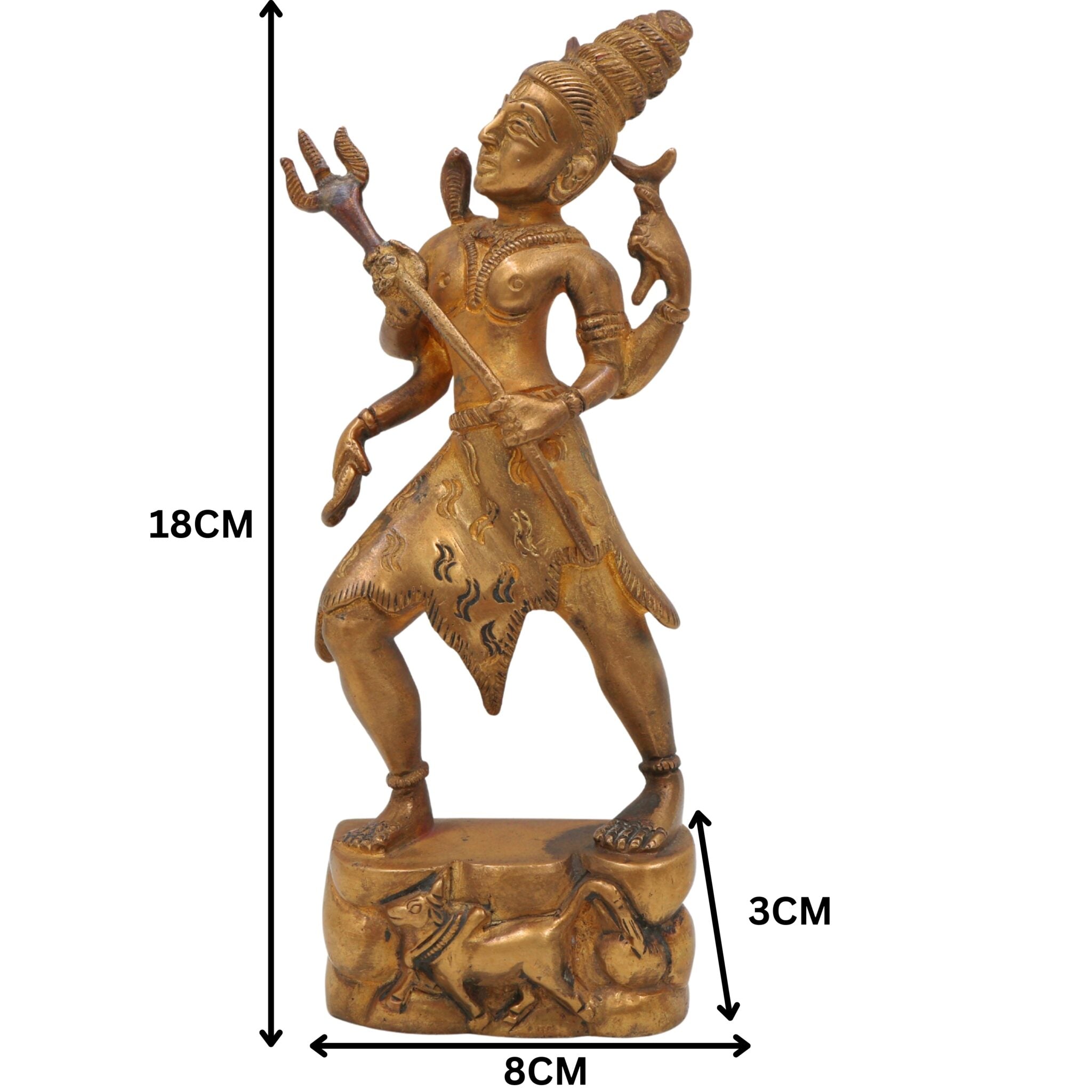 Brass Shiva Idol Mahadev Murti Bholenath Shankar Statue Peetal Pittal Handmade for Pooja Home Decor,Gold, 7 Inch, 1 Piece