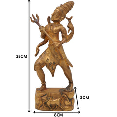 Brass Shiva Idol Mahadev Murti Bholenath Shankar Statue Peetal Pittal Handmade for Pooja Home Decor,Gold, 7 Inch, 1 Piece