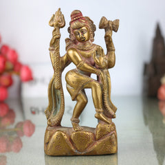 Brass Shiva Idol | Mahadev Murti, Shankar Statue, Bholenath Vigraha for Pooja, Home Decor & Gifts | Handcrafted Peetal Shiva Murti,Gold, 6 Inch, 1 Piece