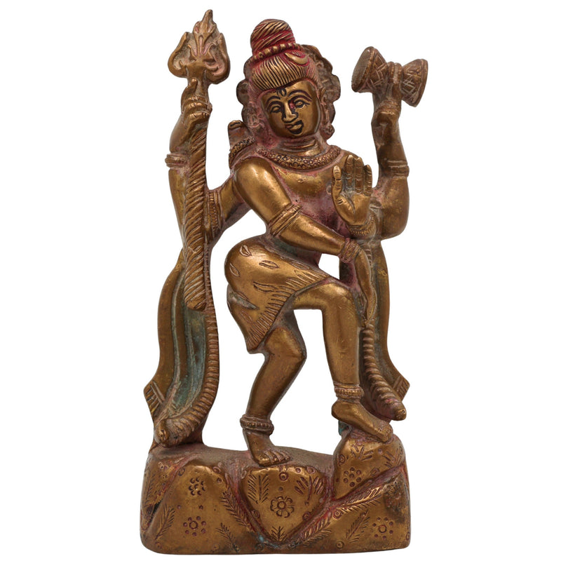 Brass Shiva Idol | Mahadev Murti, Shankar Statue, Bholenath Vigraha for Pooja, Home Decor & Gifts | Handcrafted Peetal Shiva Murti,Gold, 6 Inch, 1 Piece