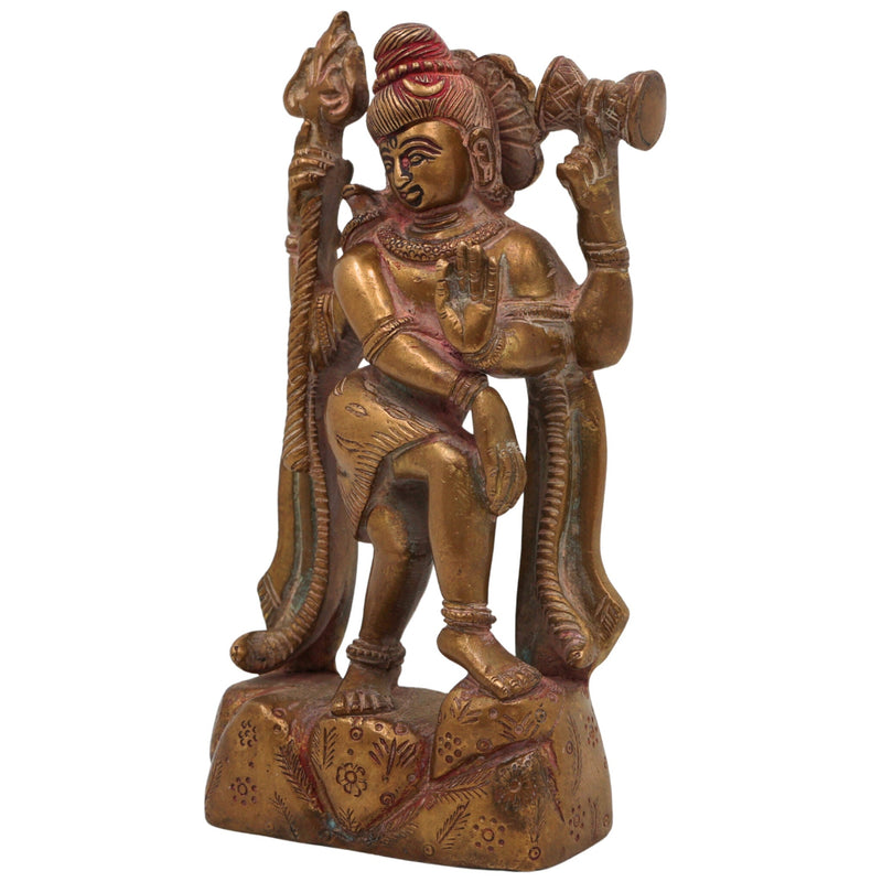 Brass Shiva Idol | Mahadev Murti, Shankar Statue, Bholenath Vigraha for Pooja, Home Decor & Gifts | Handcrafted Peetal Shiva Murti,Gold, 6 Inch, 1 Piece