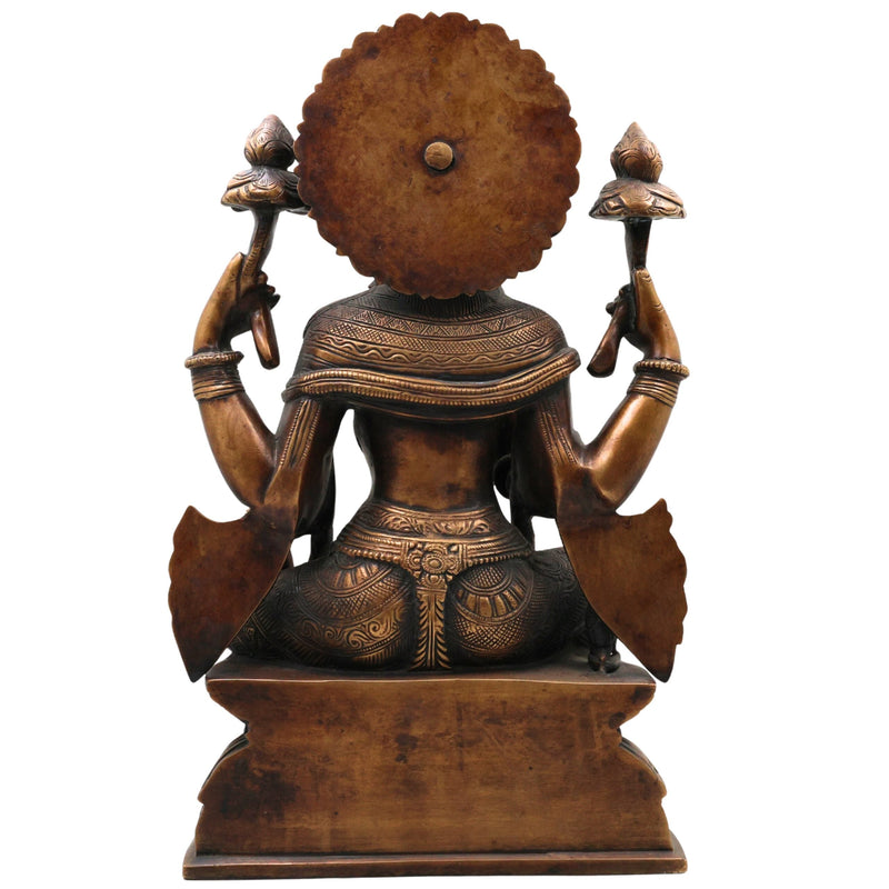 Handcrafted Mahalakshmi Brass Idol | Ashta Lakshmi Murti | Pital Kamala Devi Statue for Pooja, Home Temple & Decor ,Gold, 17 Inch, 1 Piece