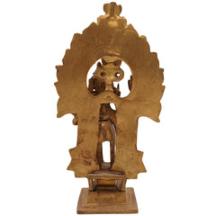 Brass Shiva Khandoba Idol on Horseback, Malhari Martanda Bhairava Murti with Sword & Shield, Traditional Maharashtra Lost Wax Sculpture,Gold, 9.5 Inch, 1 Piece