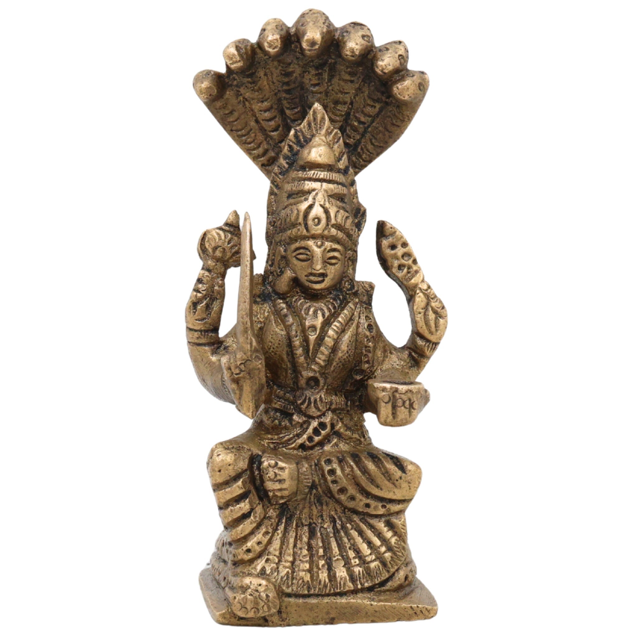 Brass Mariamman Idol Mariyamma Murti, Muthu Mariamman Statue, Samayapuram Amman Vigraham, Peetal Pital Devi Moorthi,Gold, 4 Inch, 1 Piece