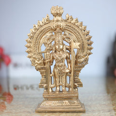 Handcrafted Bronze Palani Murugan Idol | Sri Dandayudhapani Swamy Panchaloha Sculpture | Subramanya, Skanda, Vel Murugan Statue for Puja & Decor,Gold, 7.5 Inch, 1 Piece