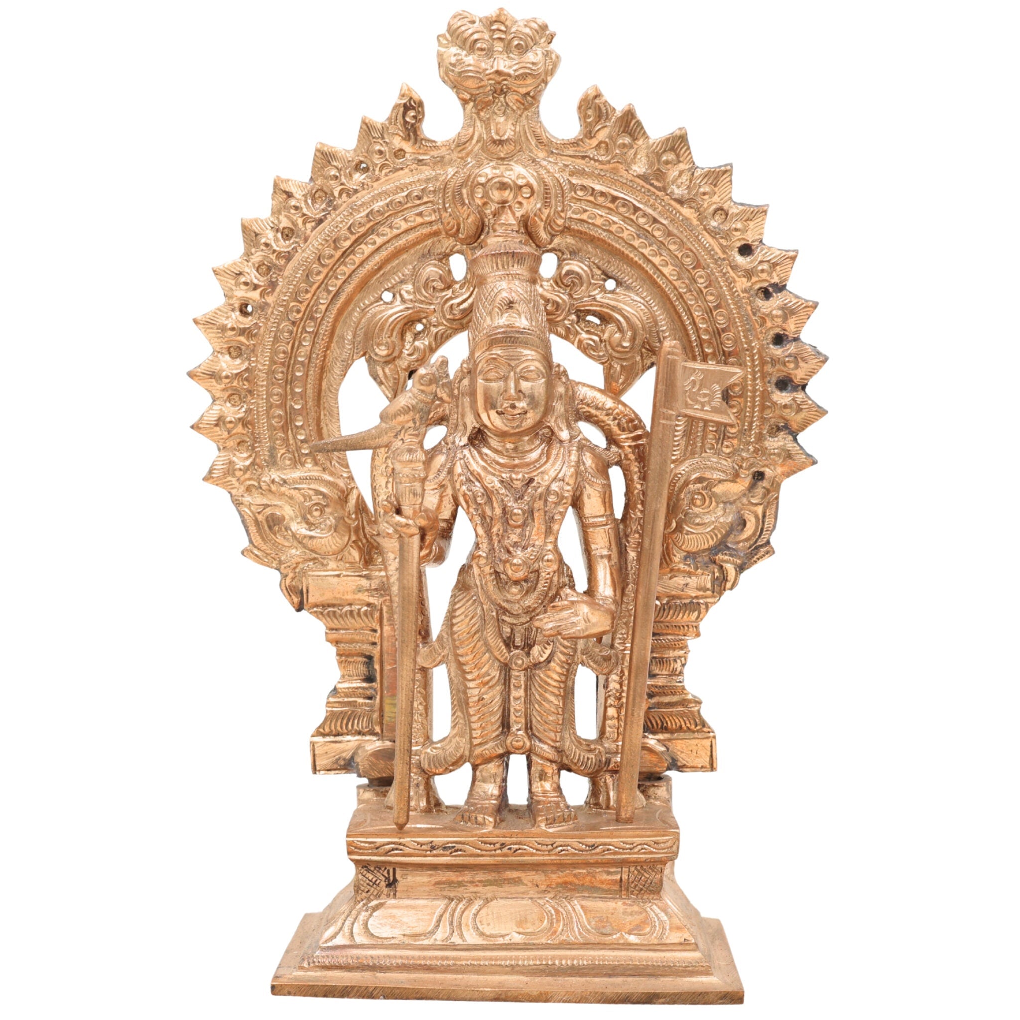 Handcrafted Bronze Palani Murugan Idol | Sri Dandayudhapani Swamy Panchaloha Sculpture | Subramanya, Skanda, Vel Murugan Statue for Puja & Decor,Gold, 7.5 Inch, 1 Piece