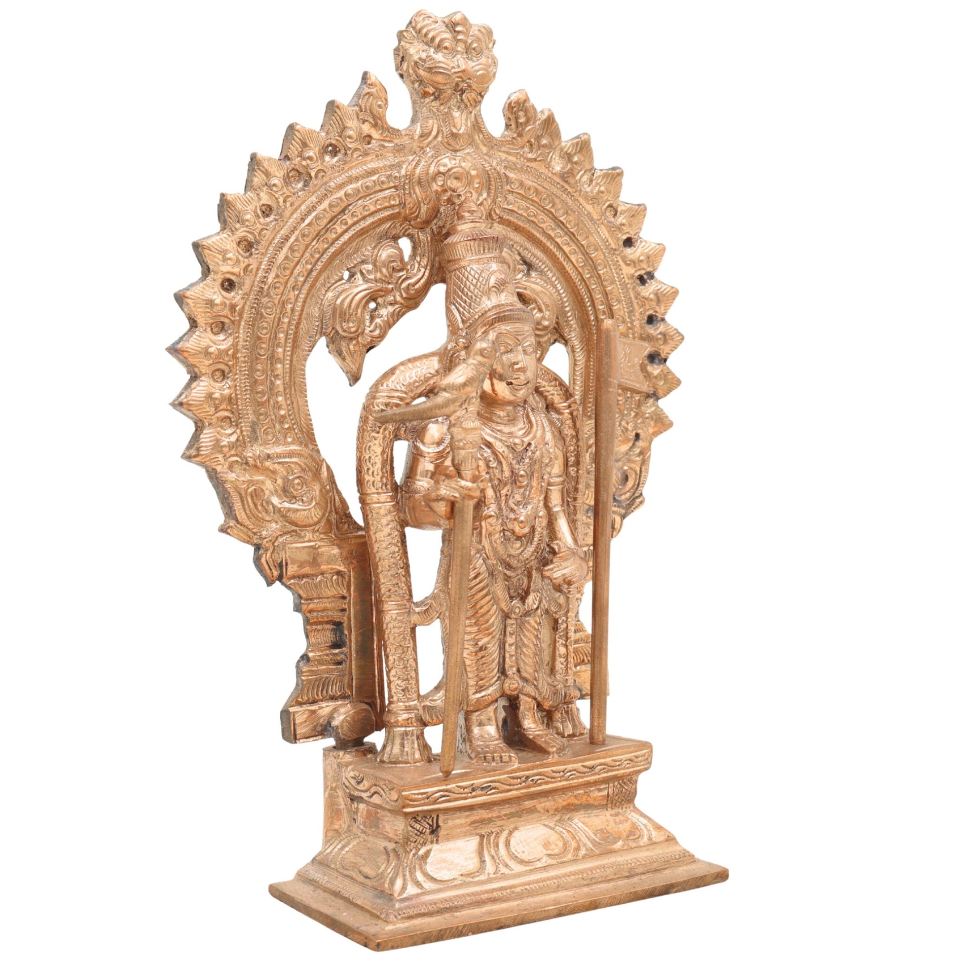 Handcrafted Bronze Palani Murugan Idol | Sri Dandayudhapani Swamy Panchaloha Sculpture | Subramanya, Skanda, Vel Murugan Statue for Puja & Decor,Gold, 7.5 Inch, 1 Piece