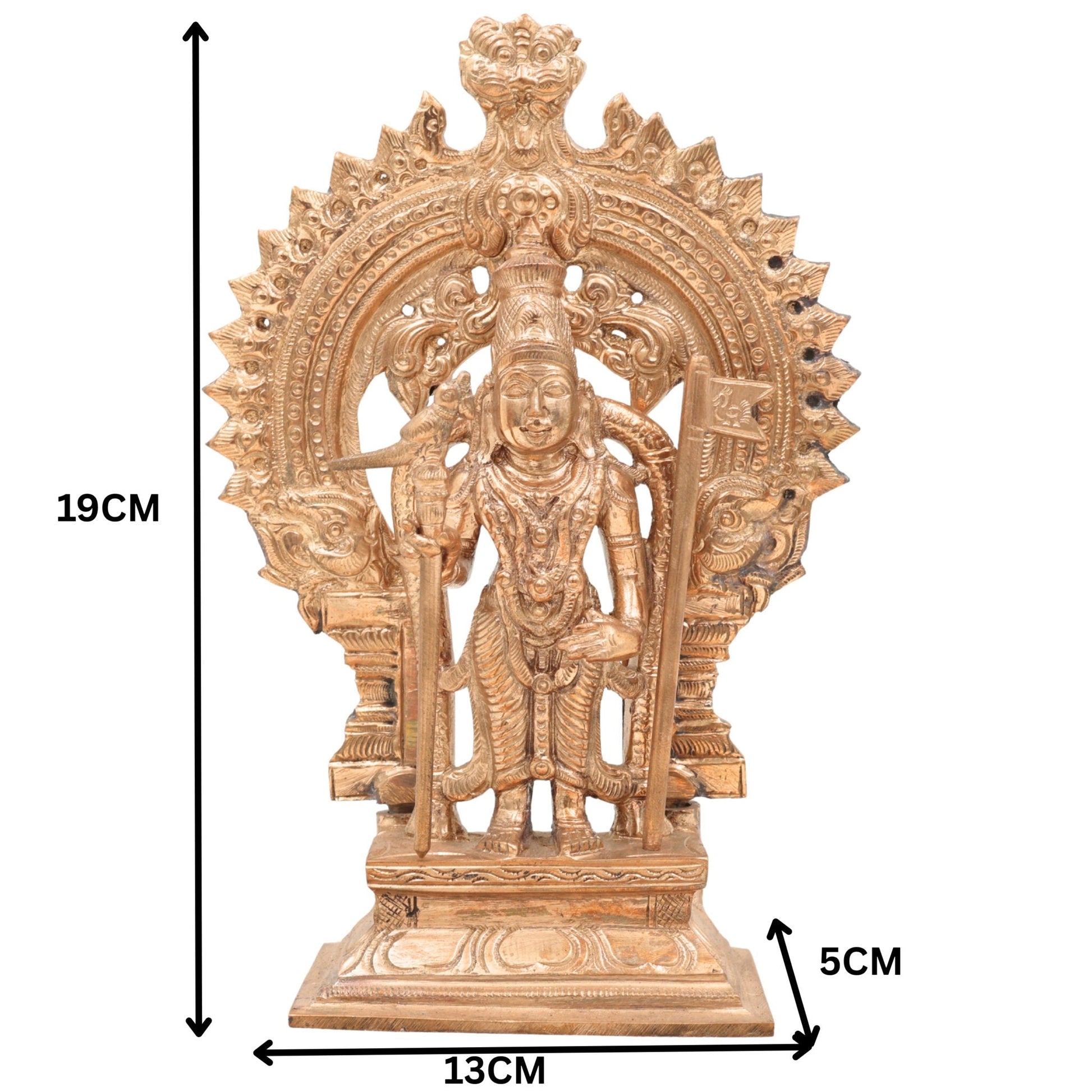 Handcrafted Bronze Palani Murugan Idol | Sri Dandayudhapani Swamy Panchaloha Sculpture | Subramanya, Skanda, Vel Murugan Statue for Puja & Decor,Gold, 7.5 Inch, 1 Piece