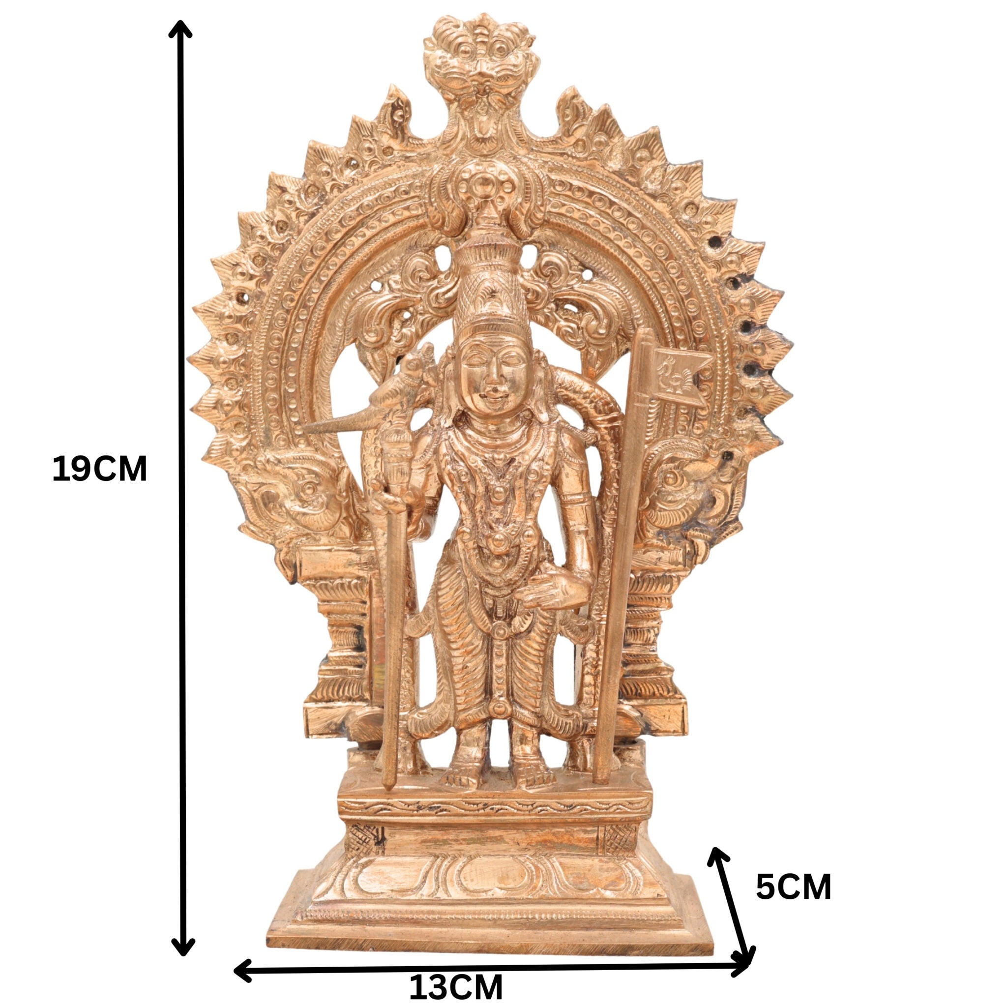 Handcrafted Bronze Palani Murugan Idol | Sri Dandayudhapani Swamy Panchaloha Sculpture | Subramanya, Skanda, Vel Murugan Statue for Puja & Decor,Gold, 7.5 Inch, 1 Piece