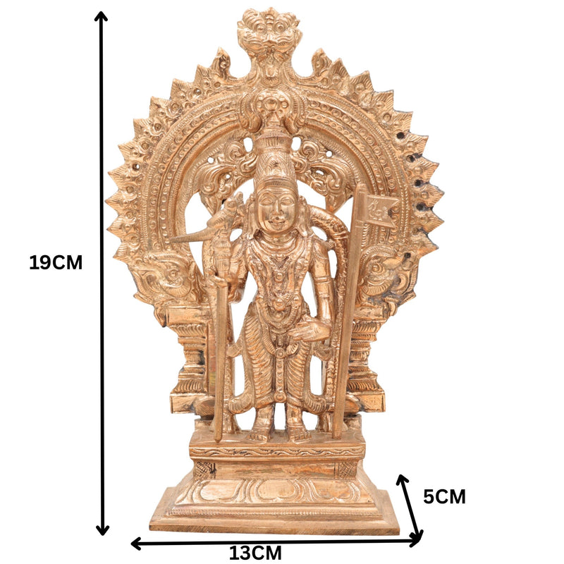 Handcrafted Bronze Palani Murugan Idol | Sri Dandayudhapani Swamy Panchaloha Sculpture | Subramanya, Skanda, Vel Murugan Statue for Puja & Decor,Gold, 7.5 Inch, 1 Piece