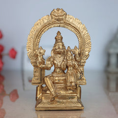 Premium Bronze Narasimha Swamy Lakshmi Idol | Handcrafted Panchaloha Narasingha Murti for Home, Temple & Office Decor,Gold, 7 Inch, 1 Piece