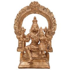 Premium Bronze Narasimha Swamy Lakshmi Idol | Handcrafted Panchaloha Narasingha Murti for Home, Temple & Office Decor,Gold, 7 Inch, 1 Piece