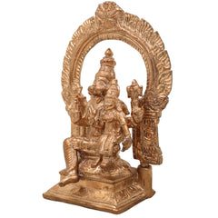 Premium Bronze Narasimha Swamy Lakshmi Idol | Handcrafted Panchaloha Narasingha Murti for Home, Temple & Office Decor,Gold, 7 Inch, 1 Piece