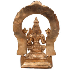 Premium Bronze Narasimha Swamy Lakshmi Idol | Handcrafted Panchaloha Narasingha Murti for Home, Temple & Office Decor,Gold, 7 Inch, 1 Piece