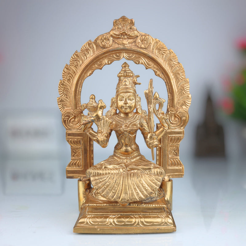 Handcrafted Bronze Raja Rajeshwari / Kamakshi Amman Idol | Panchaloha Chola Art Statue of Sri Lalita Tripurasundari, Tripura Sundari, Shodashi Devi for Temple & Home Decor,Gold, 10 Inch, 1 Piece