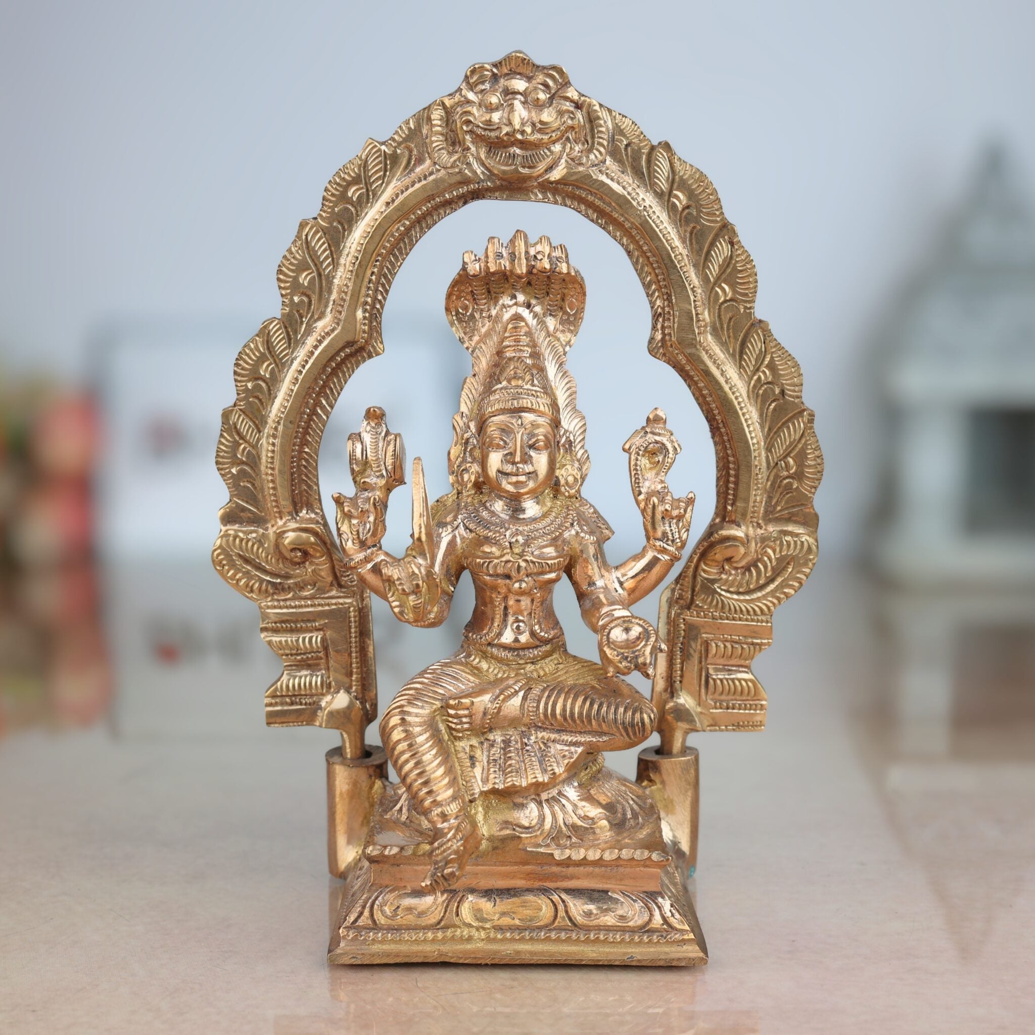 Handmade Bronze Mariyamman Idol – Panchaloha Murti of Mariamma, Mariatha, Shakti, Angalamman, Aadi Mariamman for Pooja, Temple & Home Decor,Gold, 6.5 Inch, 1 Piece